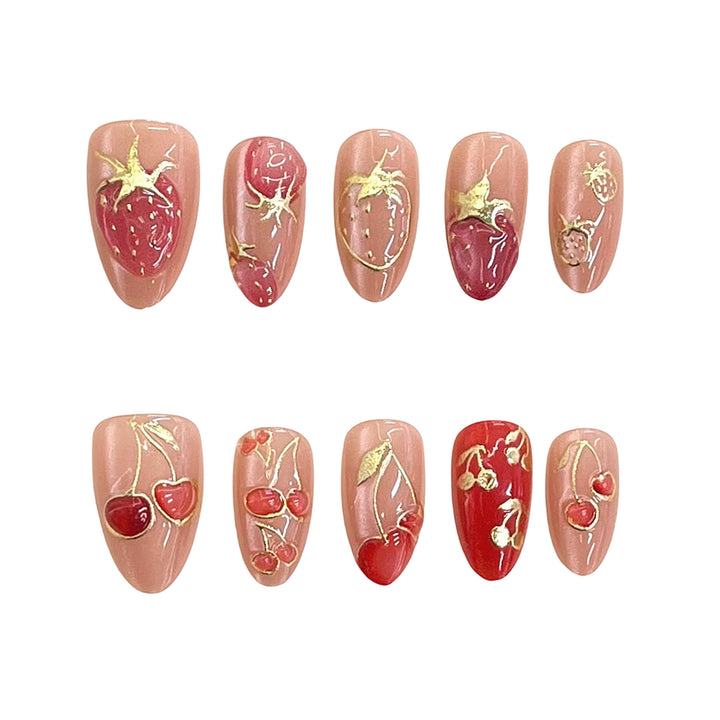 Artistic Floral-Accent Press-On Nails Set Kalsten