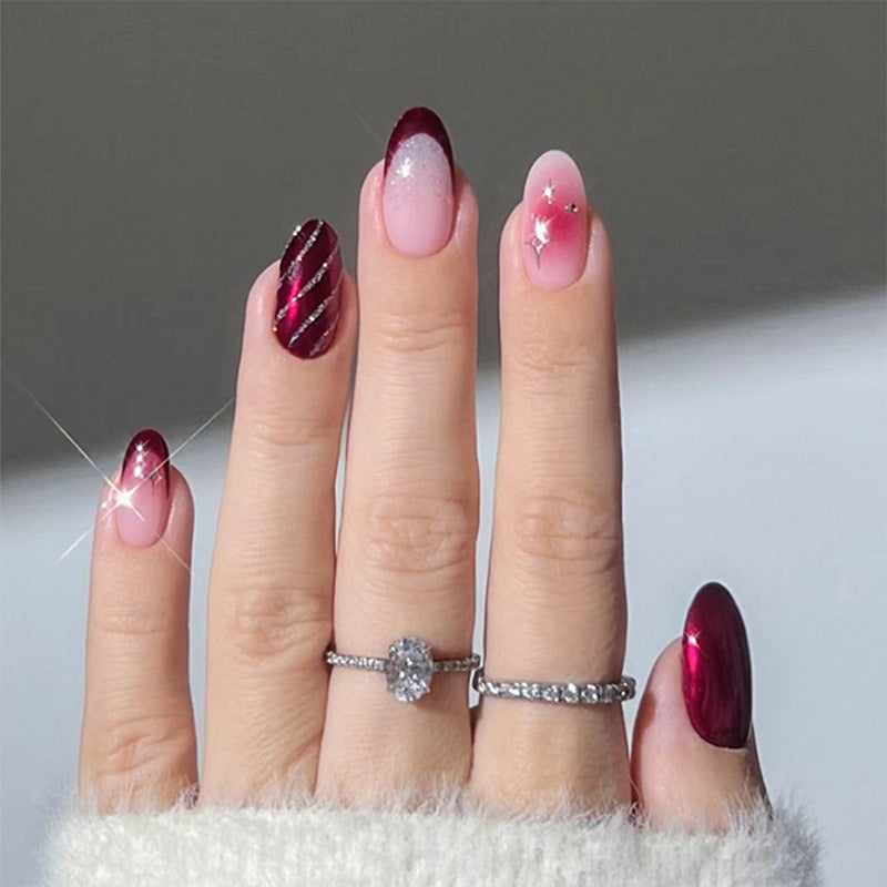 Acrylic Nail Set with Elegant Bows and Glamorous Accent Kalsten