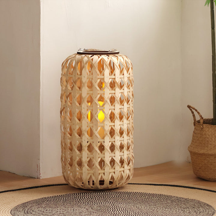 Elegant lantern made of handwoven natural material Kalsten
