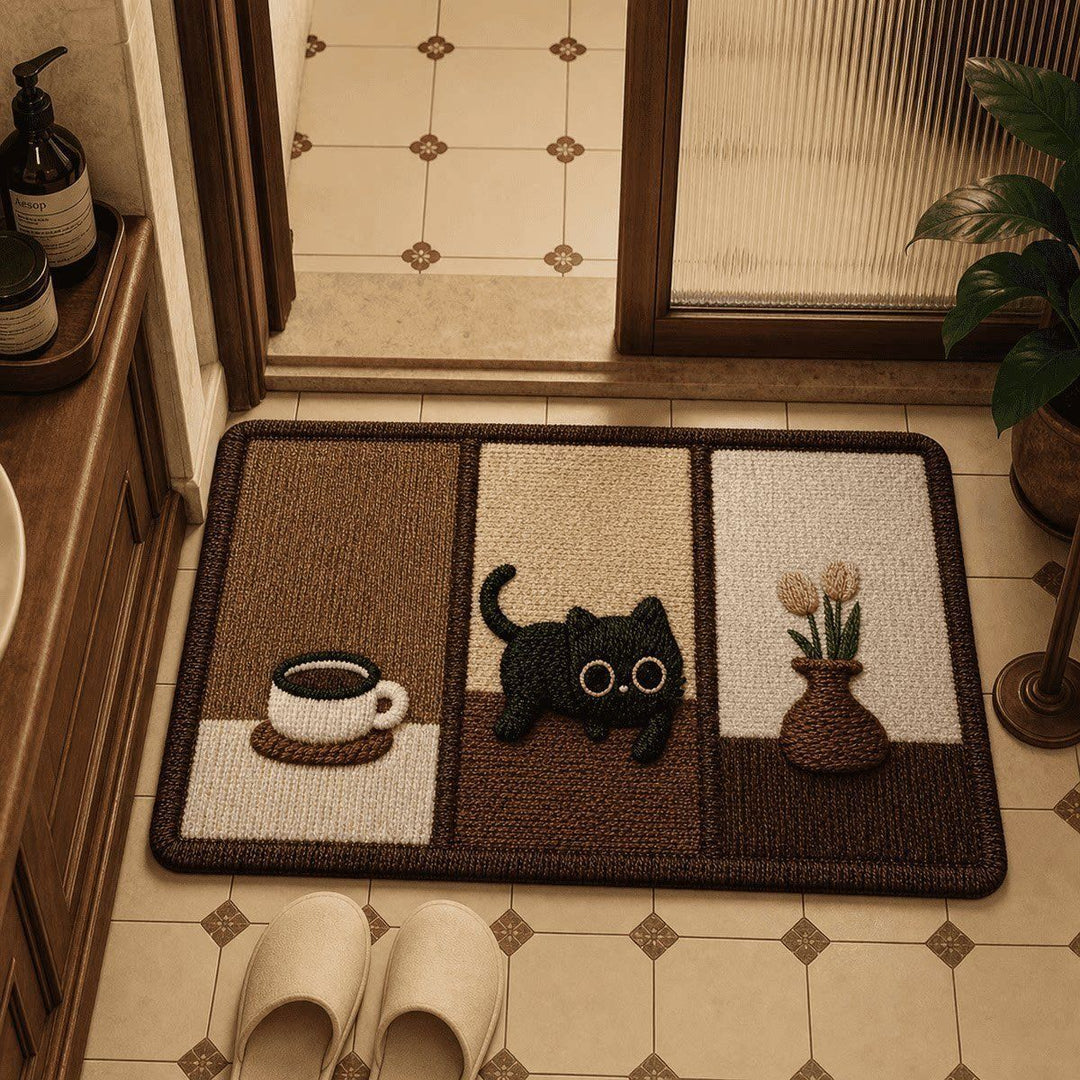 Artistic Cat-Themed Entrance Mat for Home Entryway