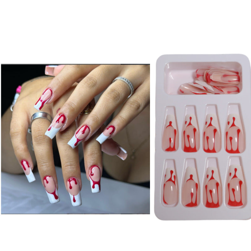 Artistic Press-On Nail Design with Dripping Effect Kalsten