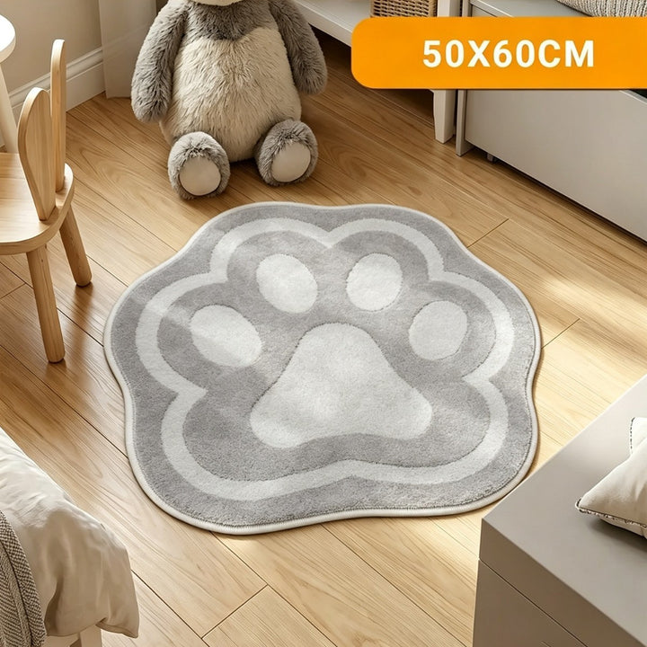 Paw-Shaped Plush Area Rug