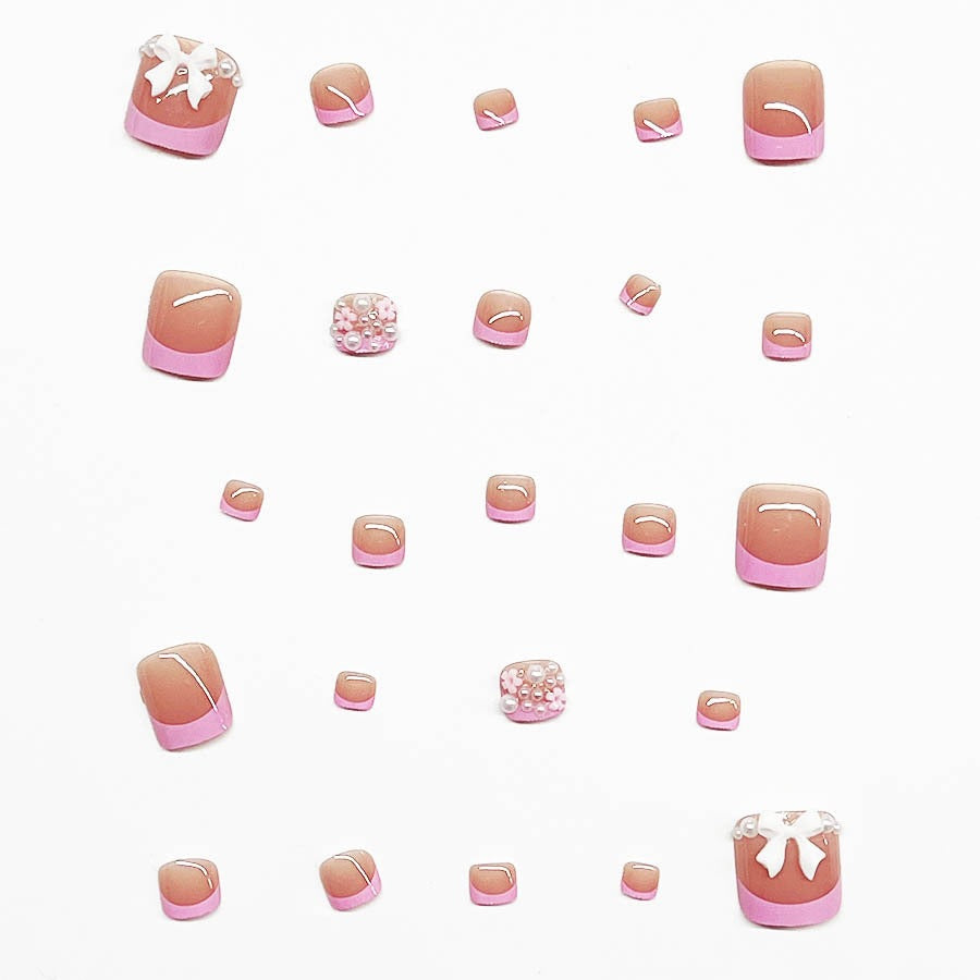 Decorative Press-On Nail Art Set with Floral and Bow Accents Kalsten