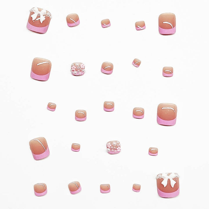 Decorative Press-On Nail Art Set with Floral and Bow Accents Kalsten