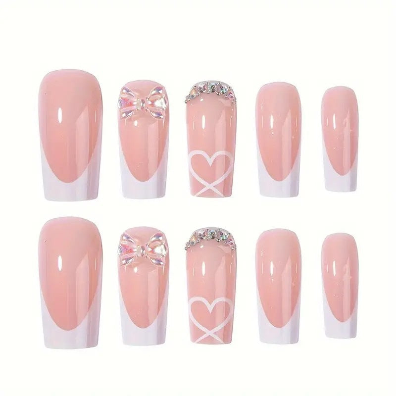 Acrylic nail set with elegant butterfly accents and rhinestones Kalsten