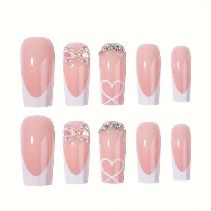 Acrylic nail set with elegant butterfly accents and rhinestones Kalsten