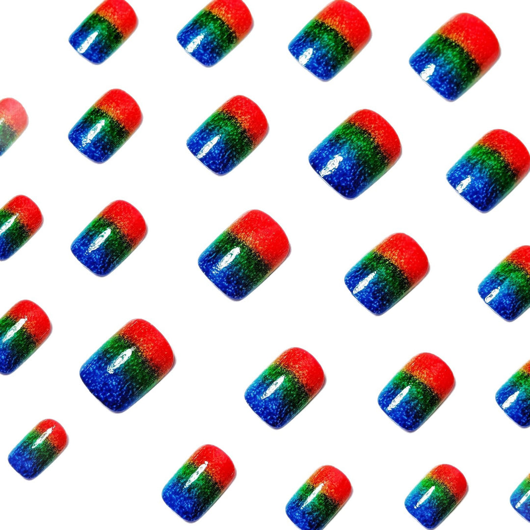 Creative Gradient Colorful Nail Art with Glitter Effects Kalsten