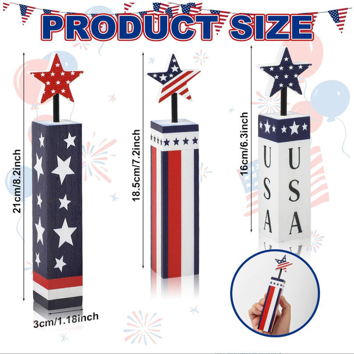 Unisex nan patriotic glitter tabletop column decor with star toppers Kalsten