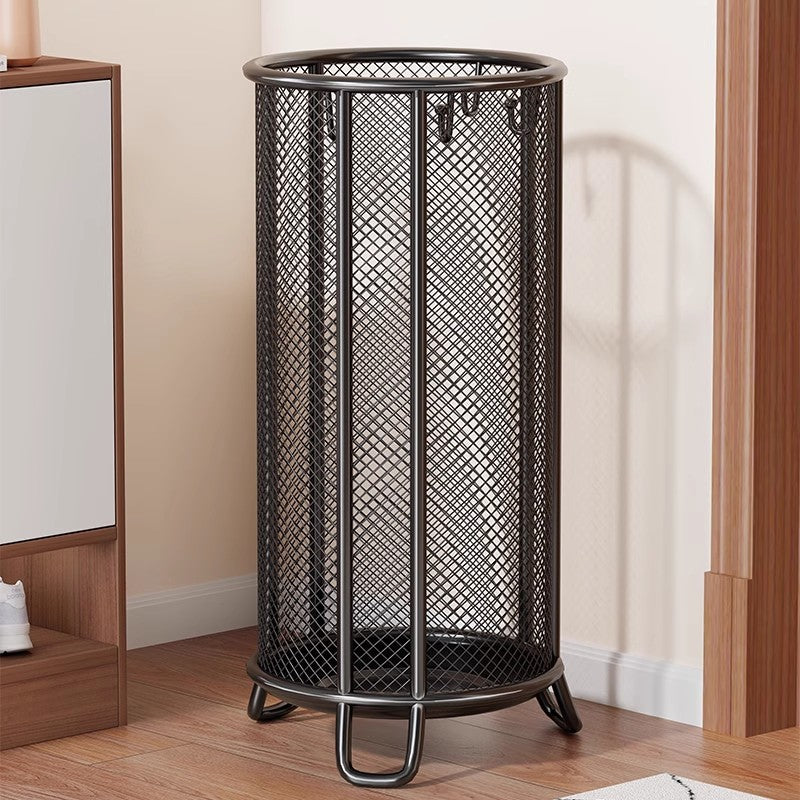 Cylindrical Metal Mesh Umbrella and Cane Stand with Removable Drip Tray