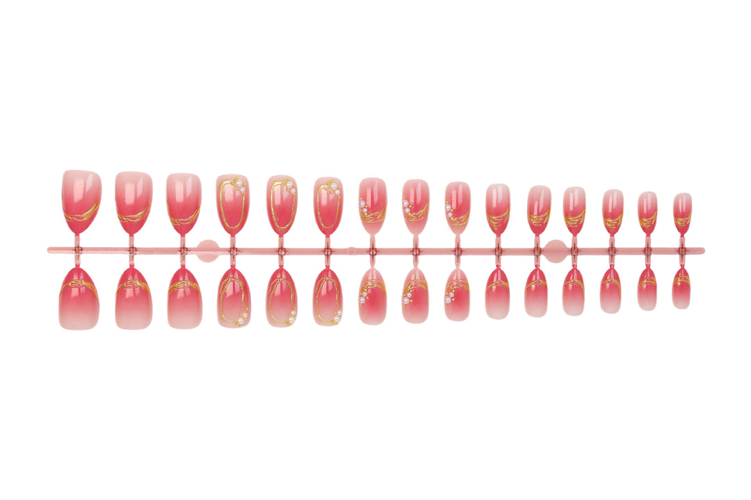 Acrylic nail set with elegant ombré designs and glitter accents Kalsten