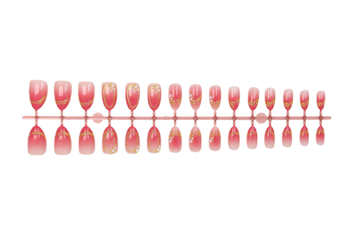 Acrylic nail set with elegant ombré designs and glitter accents Kalsten