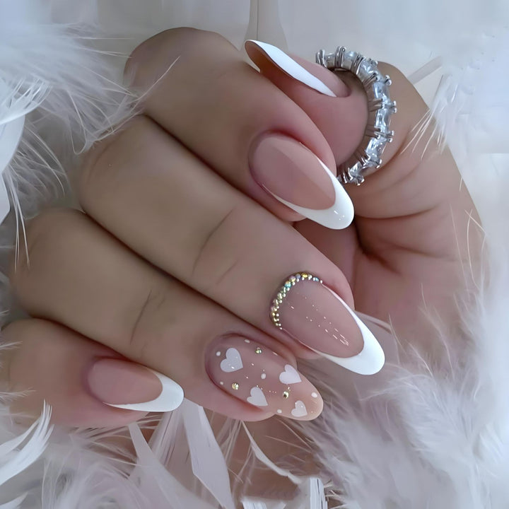 Acrylic Nail Set with Elegant Bows and Glamorous Accent Kalsten
