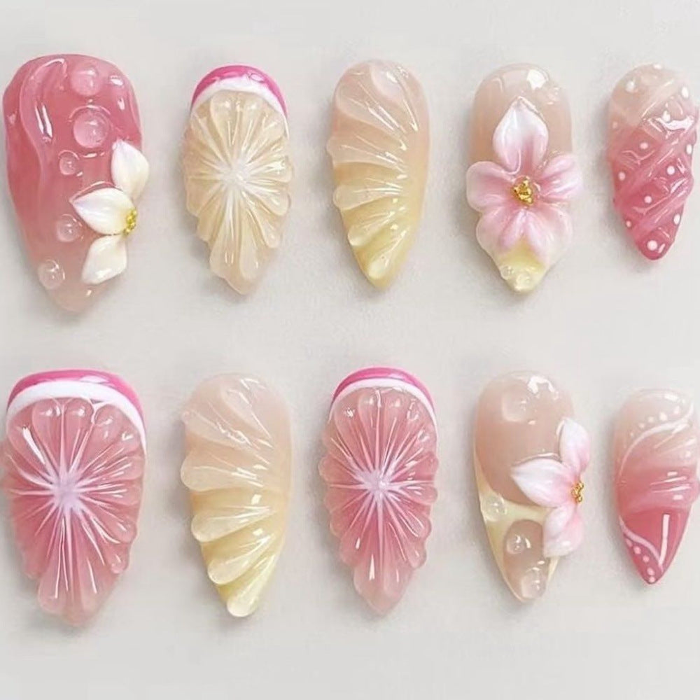 Elegant Artificial Nails with Botanical Designs Kalsten
