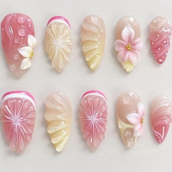 Artificial nails in spring floral and fruit design Kalsten