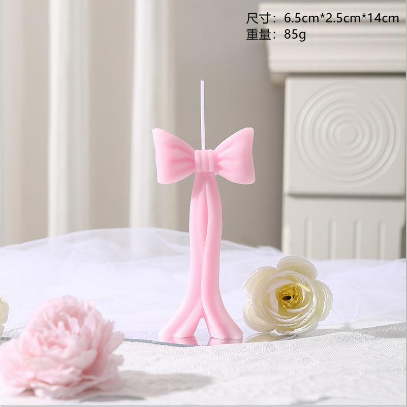 Sculptural Bow-Tail Decorative Taper Candle