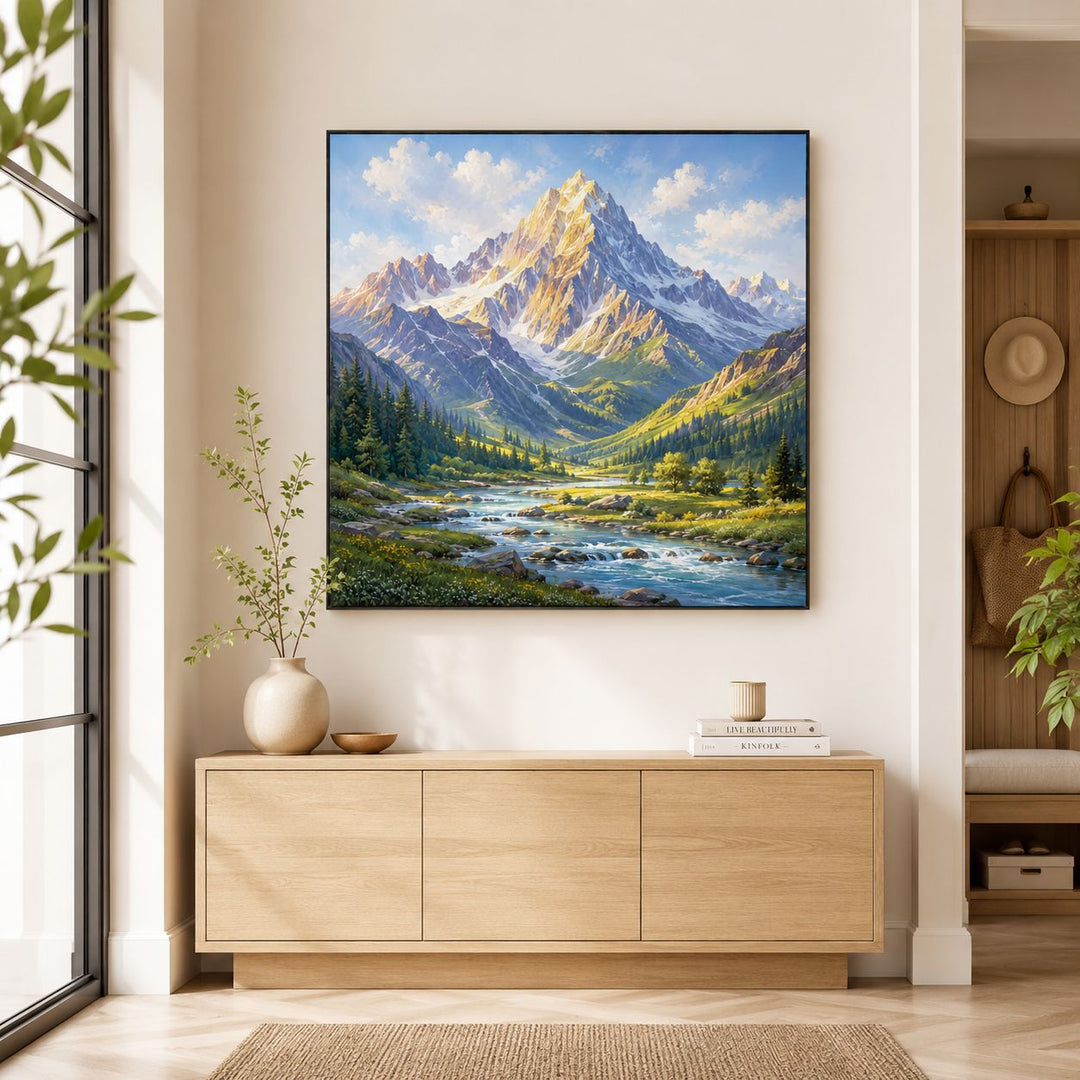 Framed Mountain Landscape Canvas Art