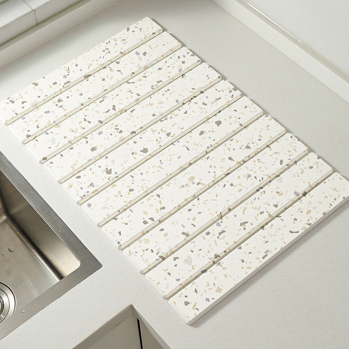 Decorative Marble Striped Kitchen Drying Mat