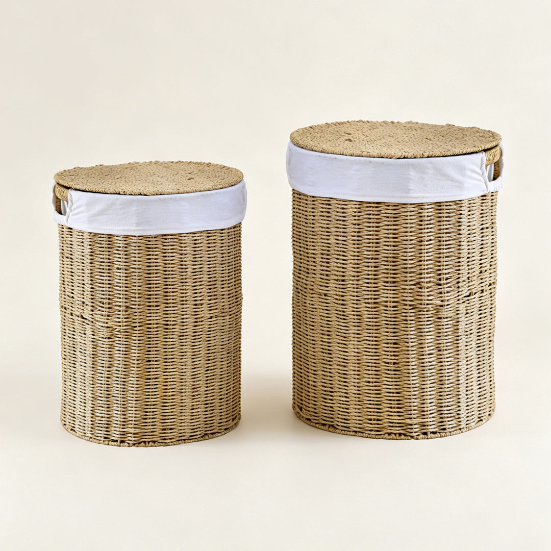 Rustic laundry basket made of woven material Kalsten