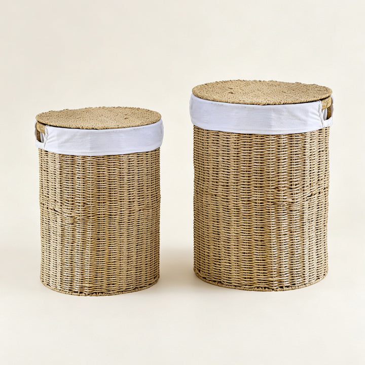 Rustic laundry basket made of woven material Kalsten