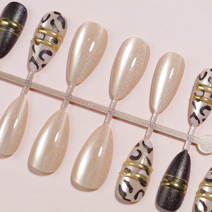 Artistic Press-On Nail Set with Contemporary Patterns Kalsten