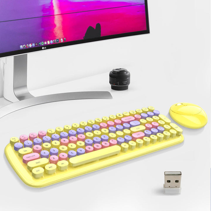 Retro Style Wireless Keyboard and Mouse Set Kalsten