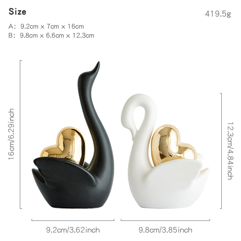 Elegant and romantic swans decorative figure Kalsten