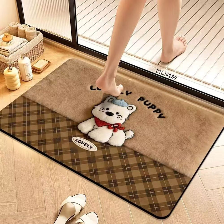 Cute Cartoon Pet-Themed Plush Bath Mat Kalsten