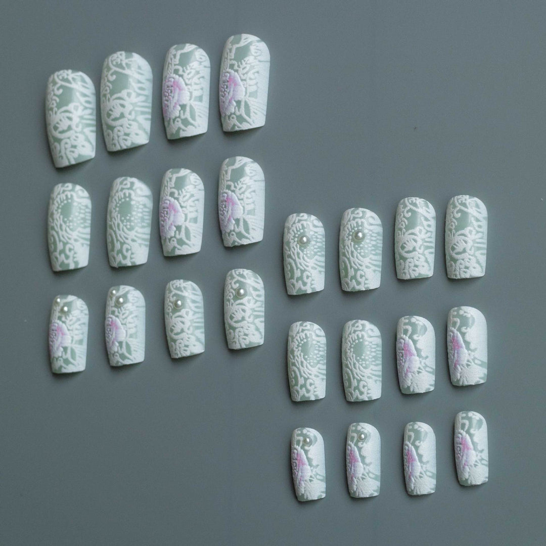 Intricate Floral Lace Nail Art