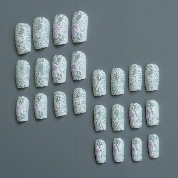 Intricate Floral Lace Nail Art