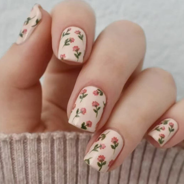 Floral Print Press-On Nail Art Kalsten