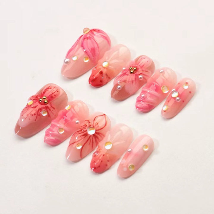 Elegant Floral Press-On Nail Set Kalsten