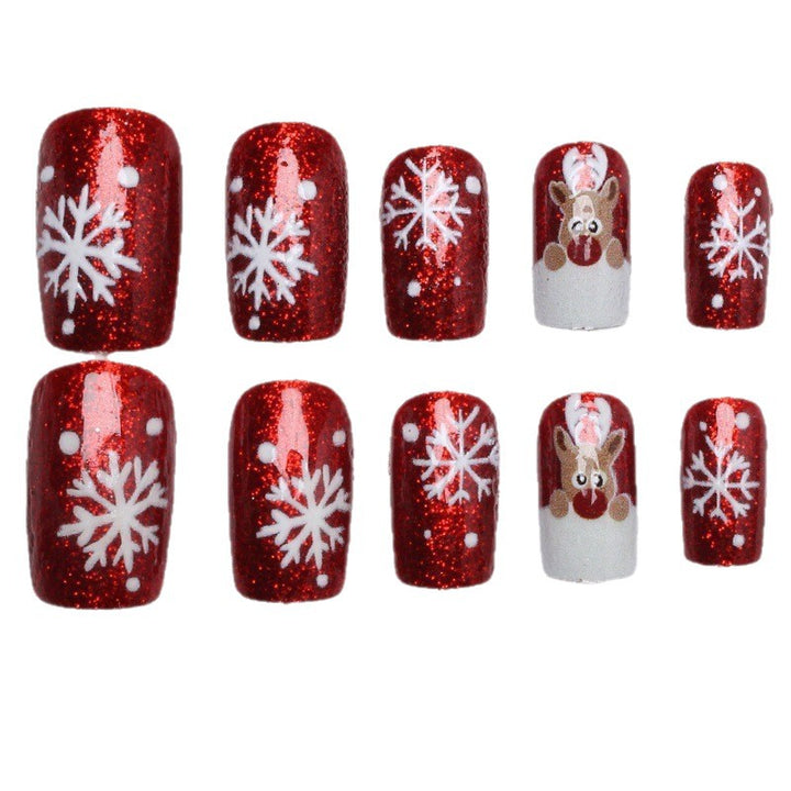 Creative artificial nails with festive reindeer design Kalsten
