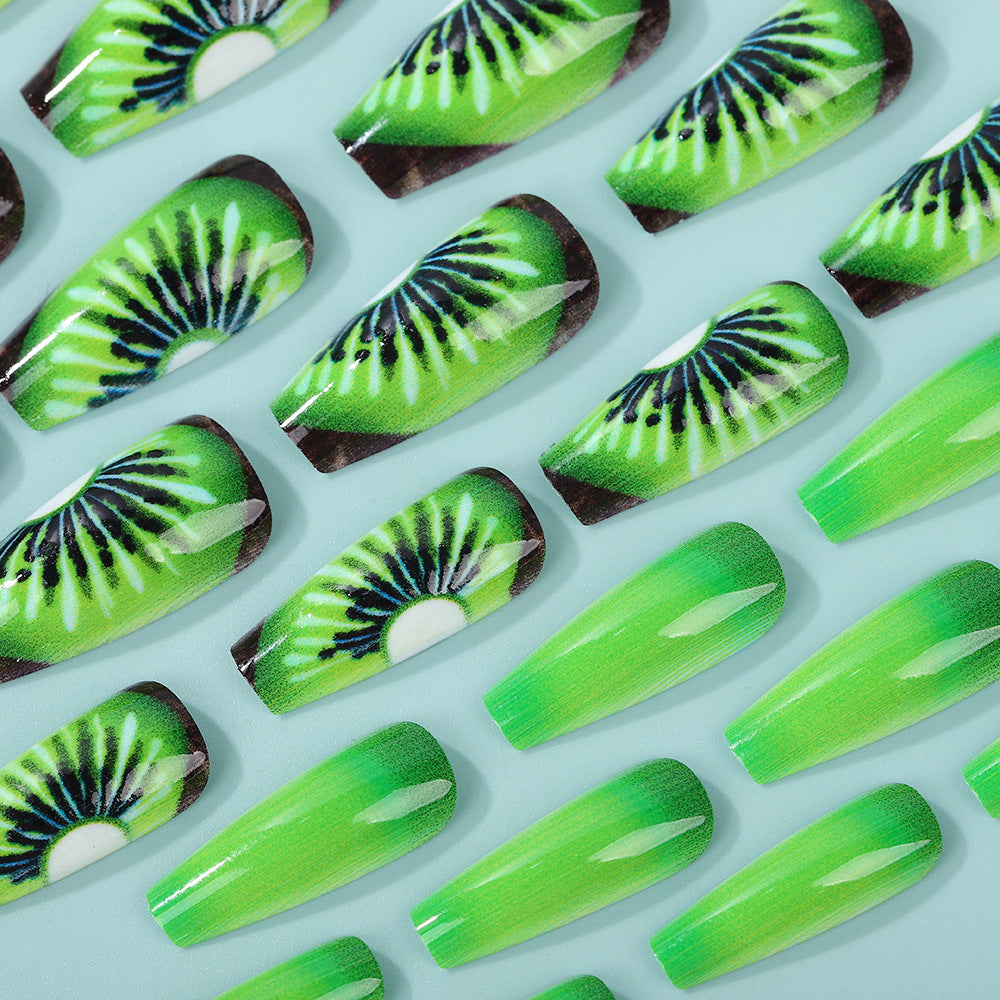 Creative artificial nails with kiwi motif Kalsten