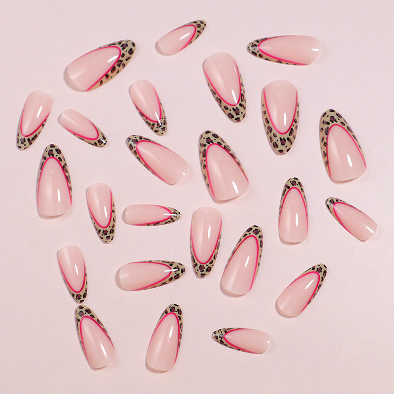 Artistic Stiletto Press-On Nail Set with Leopard Print Accents Kalsten