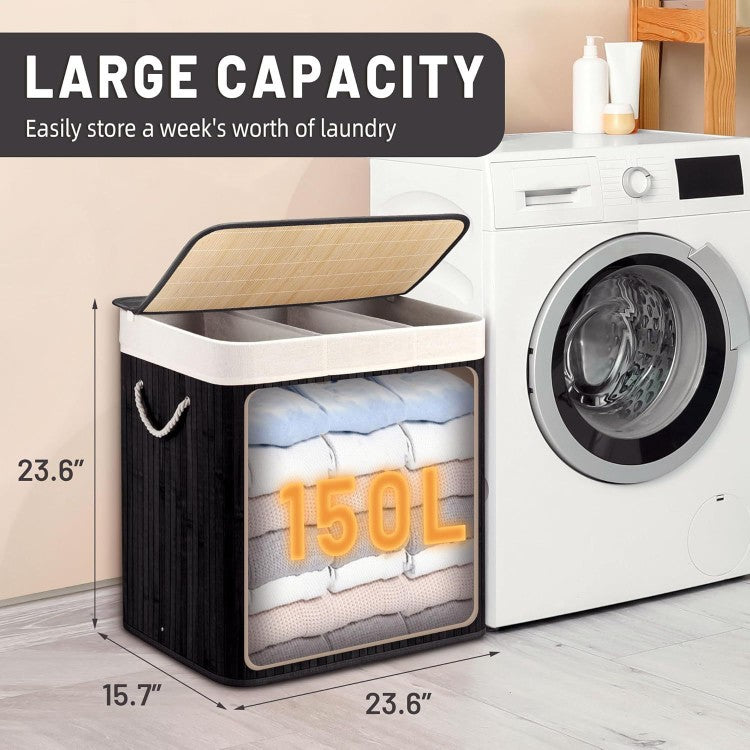 Bamboo Laundry Sorting Bin with Various Compartments Kalsten