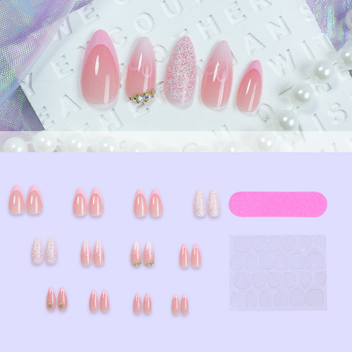 Artificial nail set with glitter and flower decorations Kalsten
