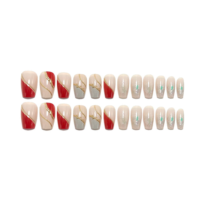 Artificial nails with elegant gold pattern Kalsten