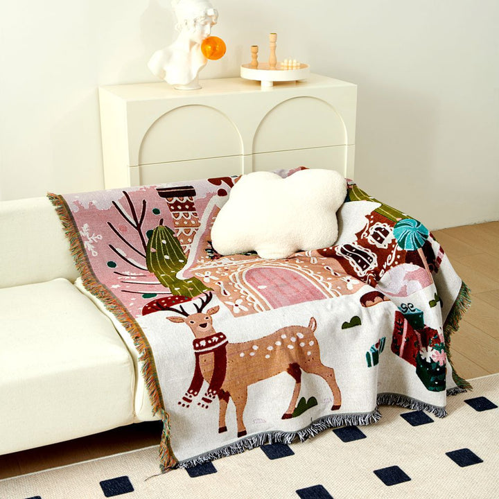 Festive Holiday-Themed Tapestry Blanket