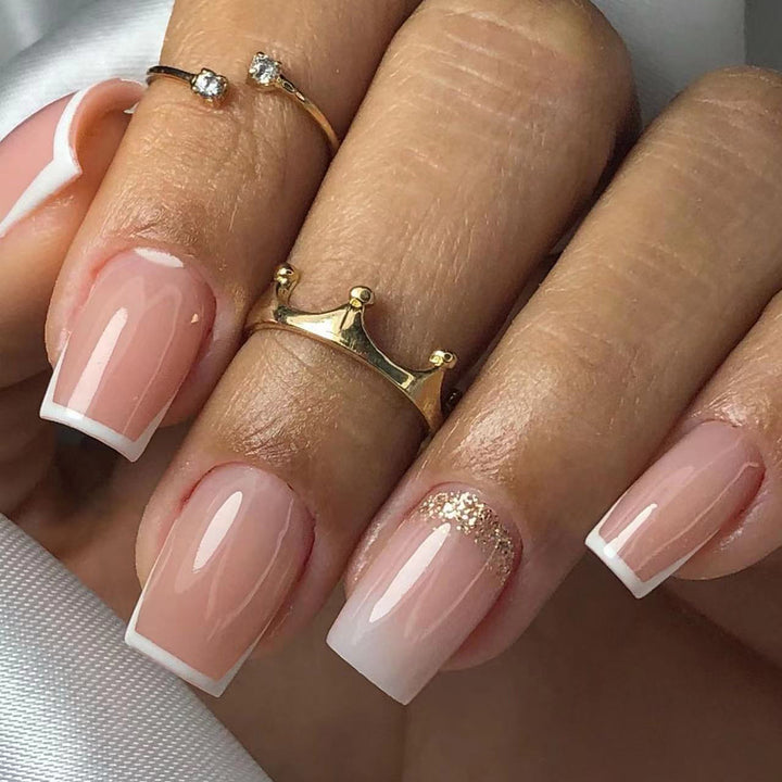 Artistic nail extensions with French design Kalsten