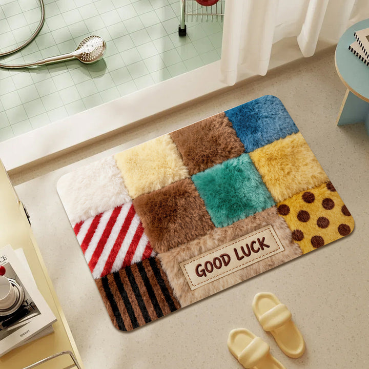 Plush Patchwork Bath Mat
