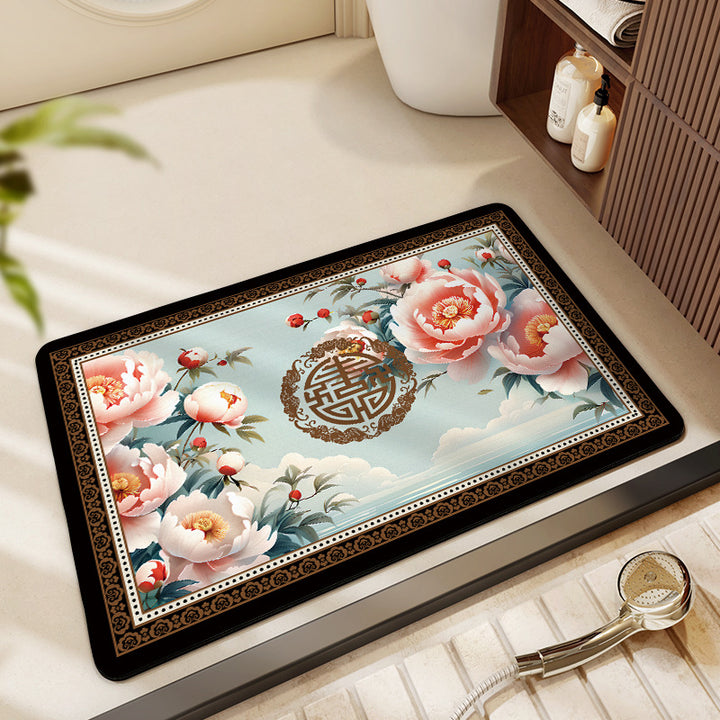 Artistic Floral Bath Mat Kalsten
