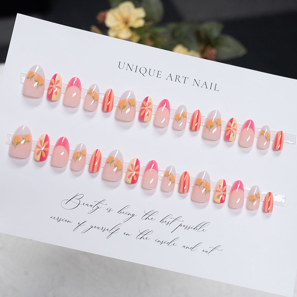 Artistic Floral-Inspired Press-On Nail Set