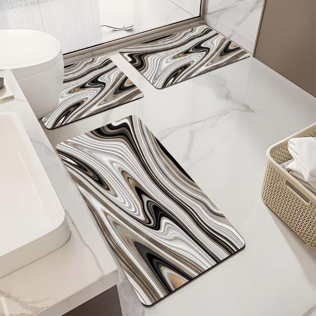 Luxurious Marble Pattern Bath Mat Set Kalsten