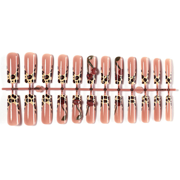 Artistic Press-On Nail Set with Elegant Leopard Design kalsten