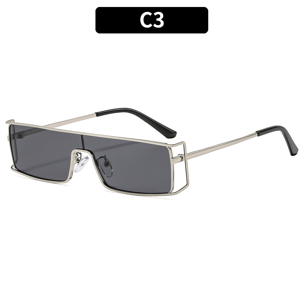Geometric Shield Sunglasses with Luxurious Metal Accents