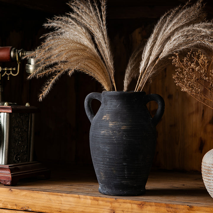 Rustic ceramic vase with handles Kalsten