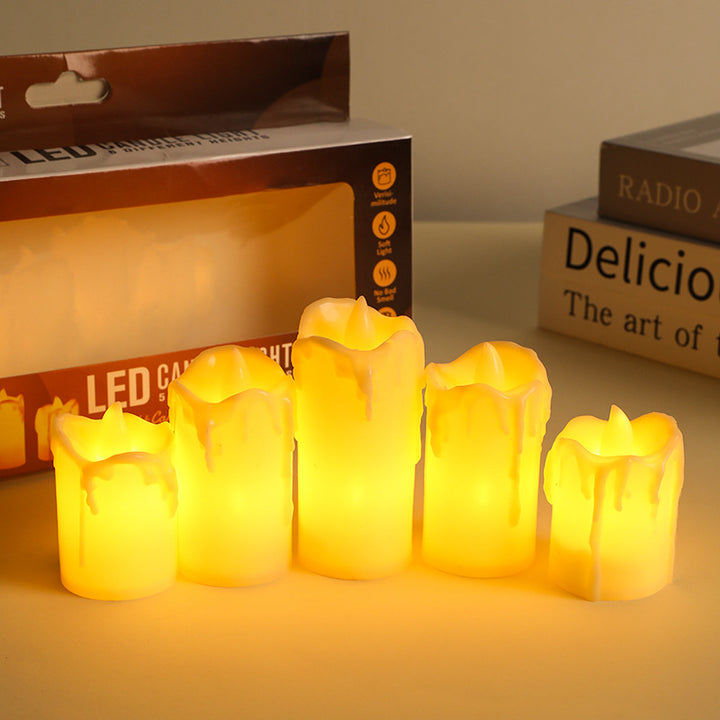 Battery-Powered Flickering LED Pillar Candle Trio with Realistic Drip-Wax Finish