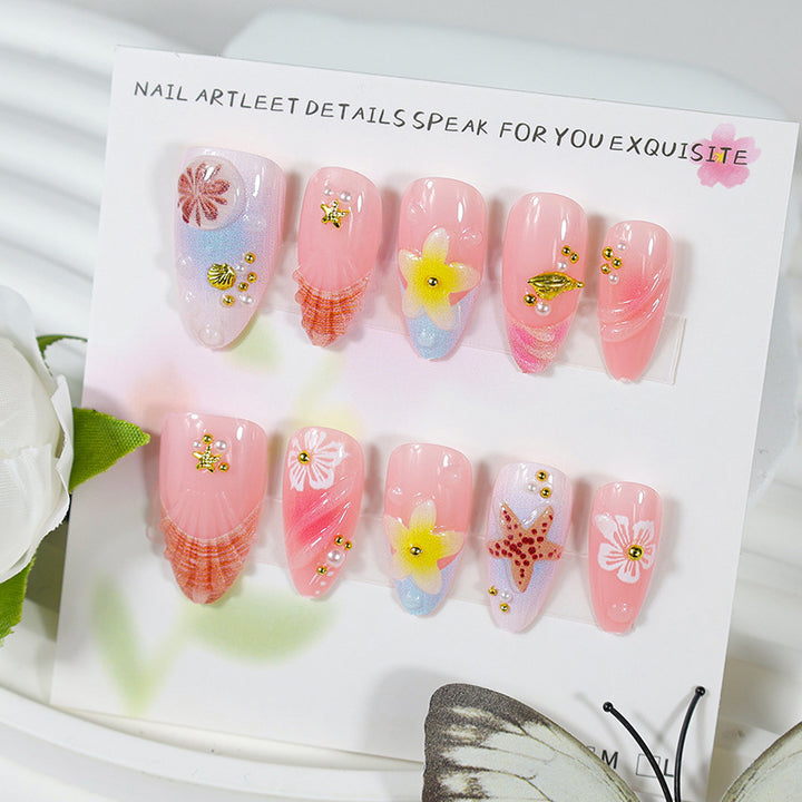 Artificial nail set with maritime designs and glittering accents Kalsten