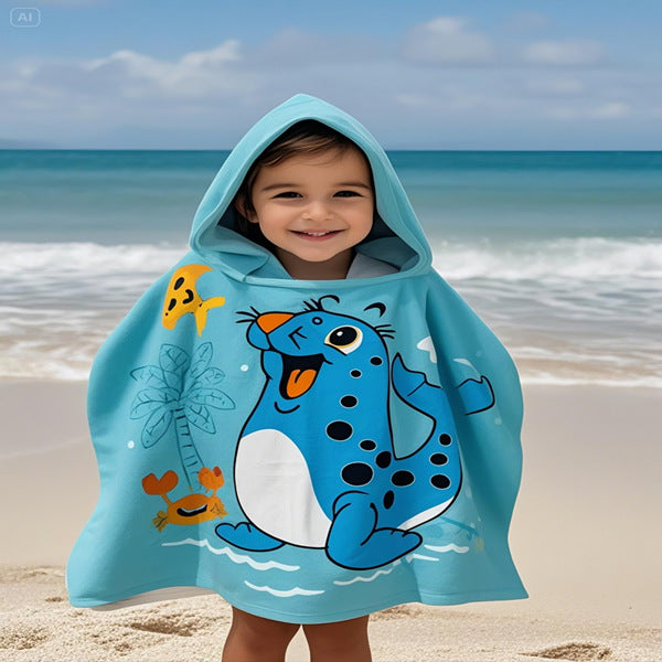 Kids' Fun Dinosaur-Themed Hooded Towel Poncho Kalsten