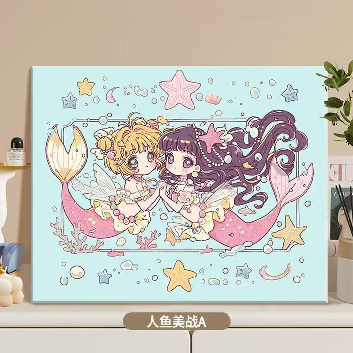 Anime-Inspired Mermaid Illustration Canvas Art Kalsten